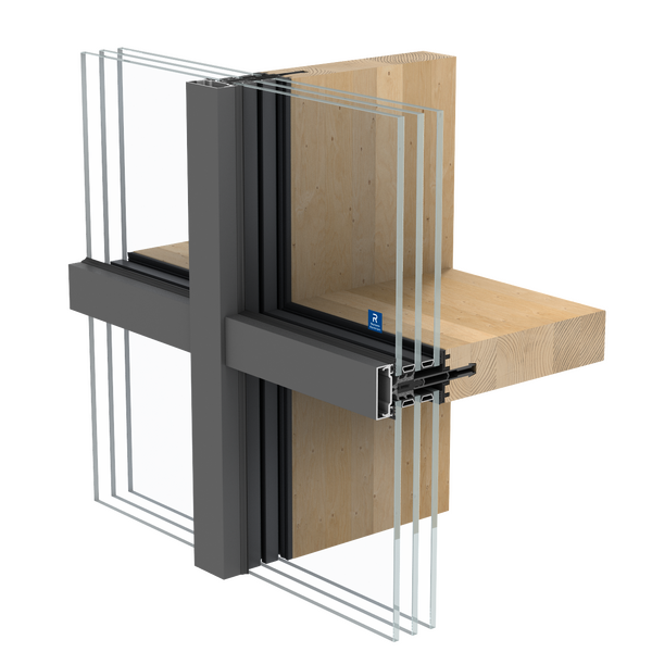 Brochura de produto da solução de caixilharia de aluminio e madeira TimberWall 50
