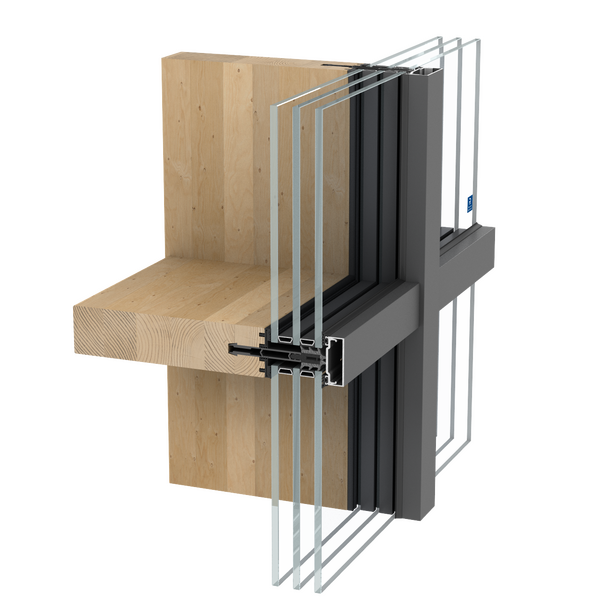 Brochura de produto da solução de caixilharia de aluminio e madeira TimberWall 50