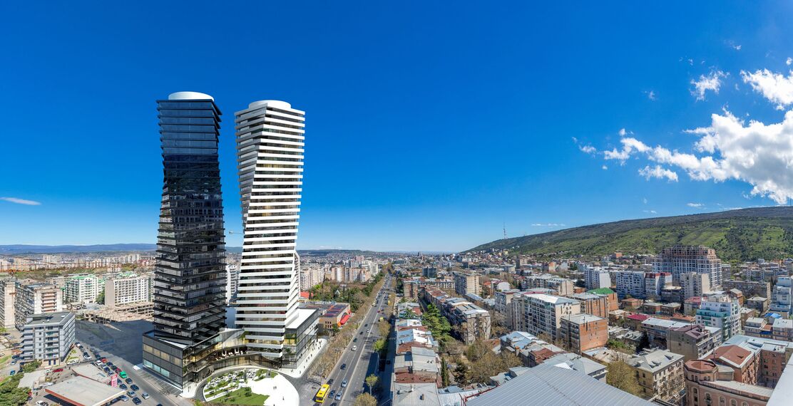 ConceptWall 50 Fachadas, ConceptSystem 77 Portas e ConceptSystem 77 Janelas - Complexo de apartmentos Axis Towers localizado em Tbilisi, Geórgia