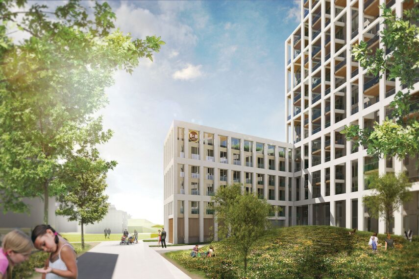 ConceptSystem 59Pa Janelas, ConceptWall 50 Fachadas, ConceptFolding 77 Correr e Harmónio e MasterLine 8 HI+ Janelas - Zuiderzicht Nieuw Zuid localizado em Antwerp, België