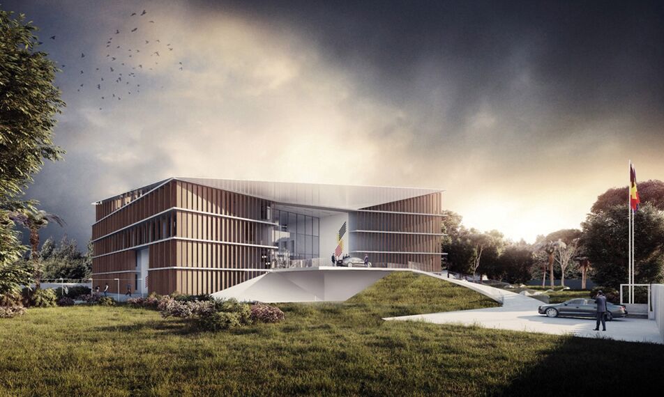 Projeto Belgian Embassy com janelas de aluminio 