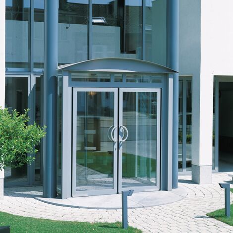 An aluminium swing door.