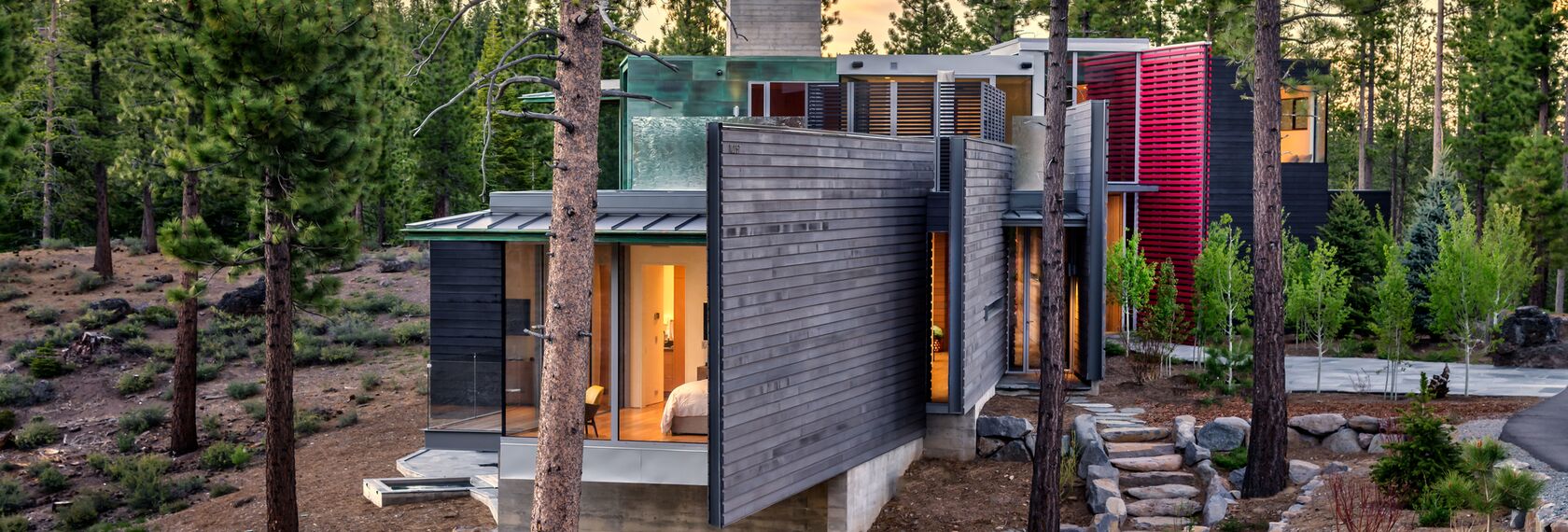 SlimLine 38 Janelas, SlimLine 38 Portas, ConceptWall 50 Fachadas e Mosquito Sistemas complementares - Martis Camp localizado em Truckee, CA, Estados Unidos da América