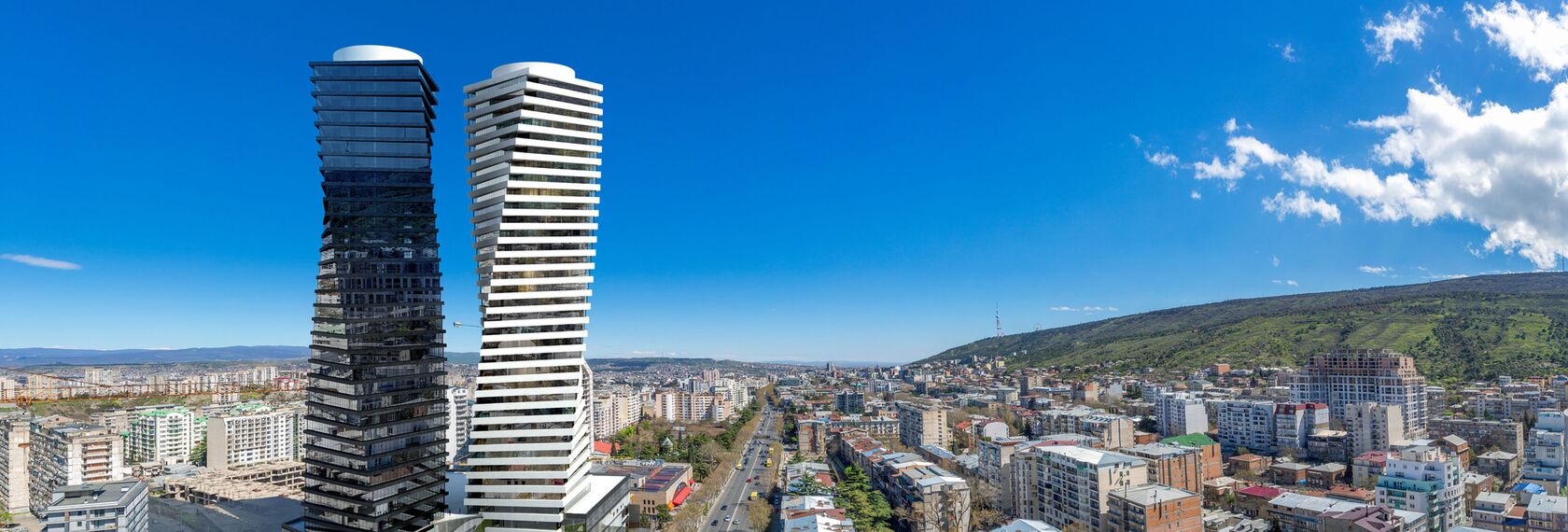 ConceptWall 50 Fachadas, ConceptSystem 77 Portas e ConceptSystem 77 Janelas - Complexo de apartmentos Axis Towers localizado em Tbilisi, Geórgia