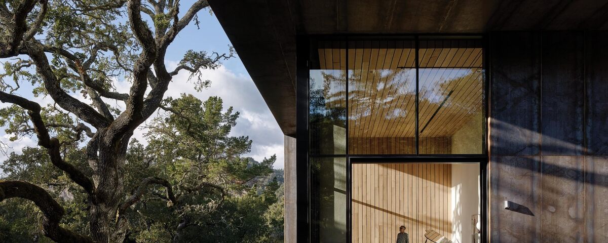  Villa de concreto moderna na floresta