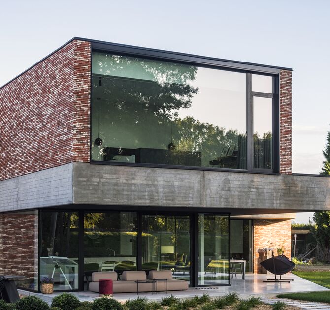 Render 3D de janela de aluminio MasterLine 8 na variante Funcional