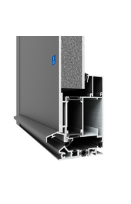 Render 3D de porta de aluminio na versão porta de painel ConceptSystem 77