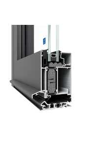 Render 3D da porta de aluminio da solução ConceptSystem 77 numa variante de alto isolamento +