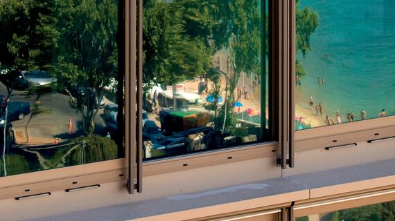 Reflective ConceptSystem 77 windows of the Estoril Sol Residence complex in Cascais, Portugal.